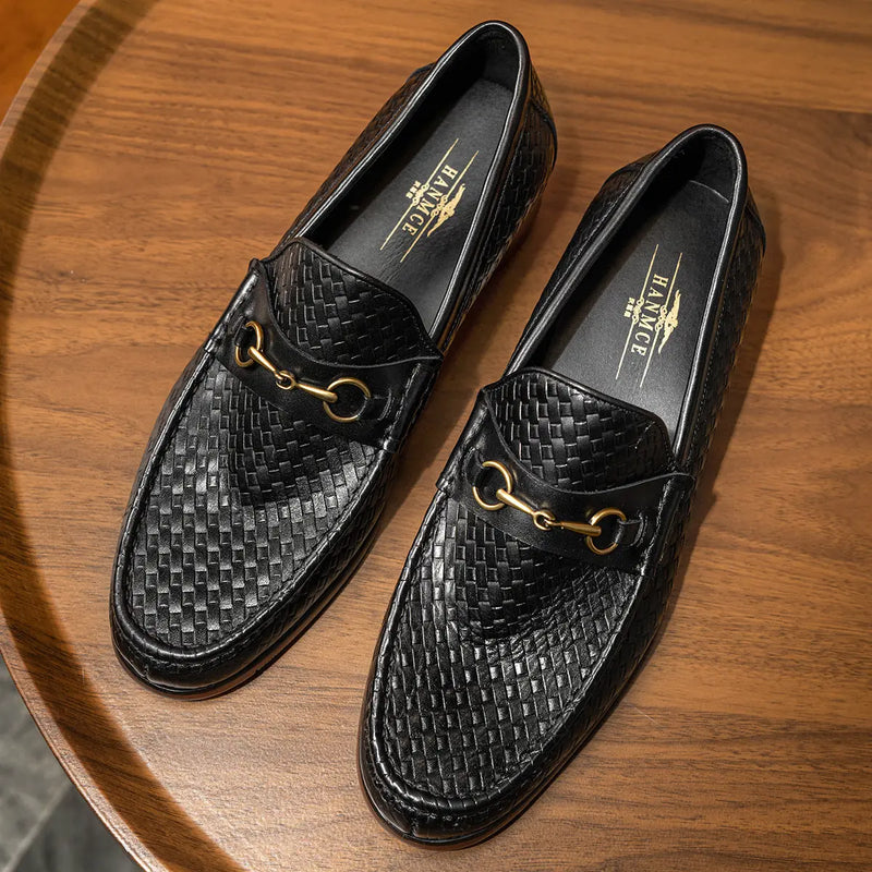 Business Casual Men's Woven Loafers Leather Shoes Men's Shoes Douson Odeh