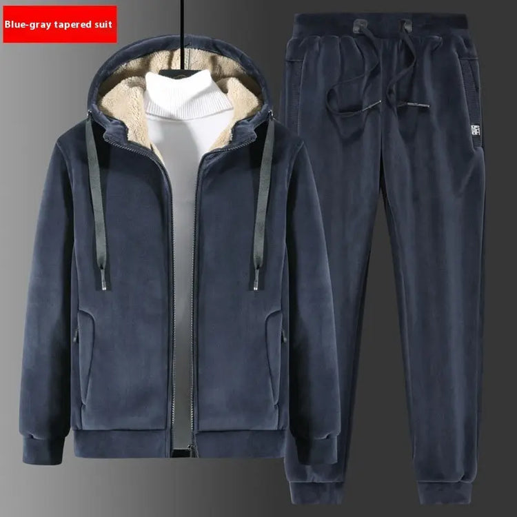 Winter Silver Fox Velvet Plus Size Sweatshirt And Sweatpants Two-piece Set Douson Odeh