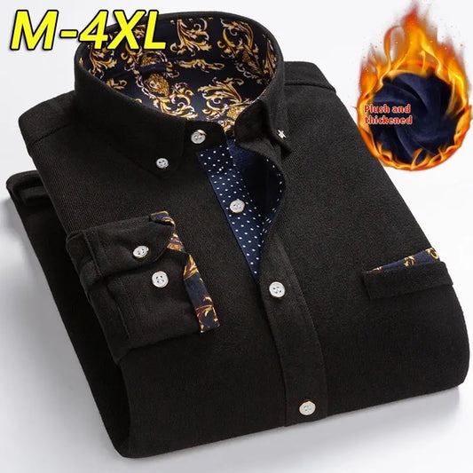 Winter Corduroy Fleece Warm Shirt Men Douson Odeh
