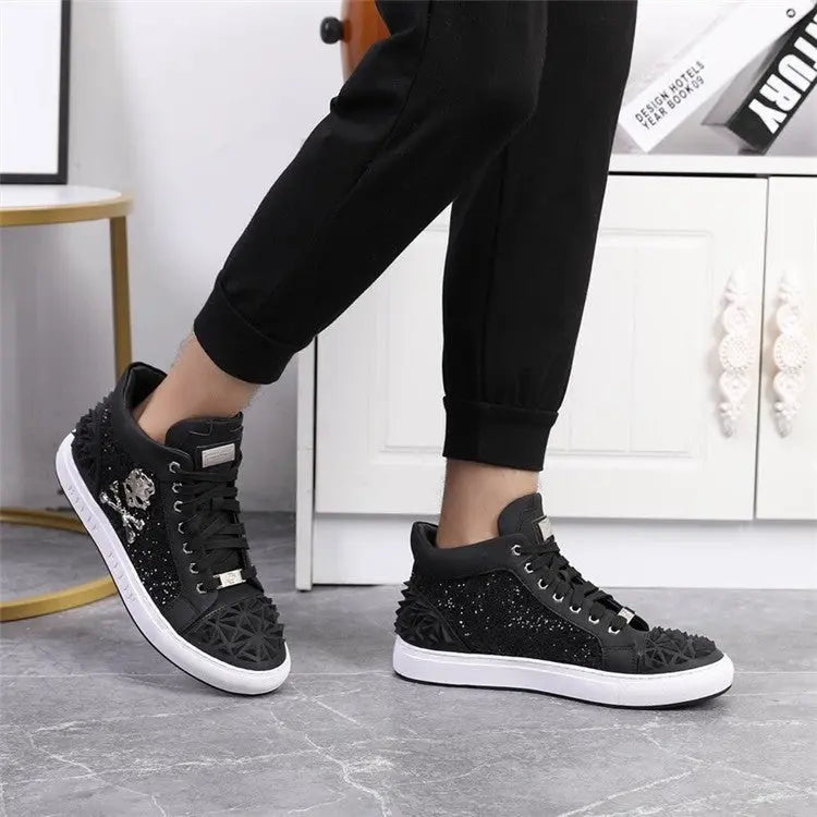 Genuine Leather Breathable High Top Skeleton Shoes For Men Douson Odeh
