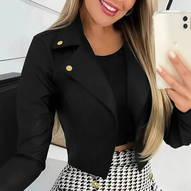 Elegant Lapel Button Suit Short Coat