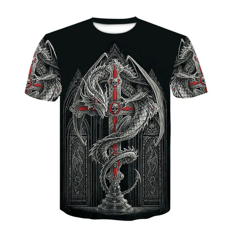 Men Casual Harajuku Short Sleeve Print Vintage Mens Clothes Douson Odeh