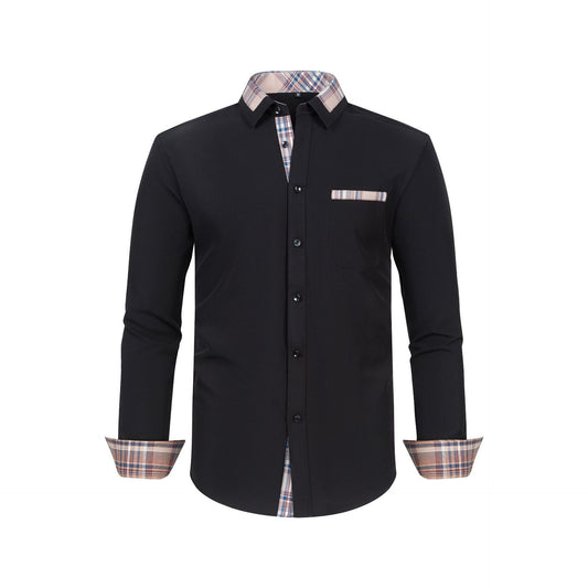 Large Size Patchwork Flower Collar Long Sleeved Men