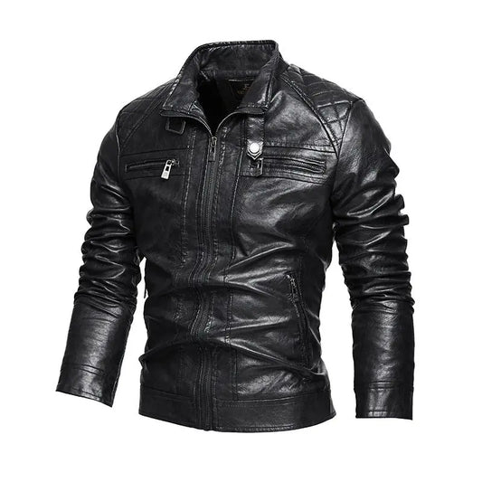 Men's Leather Lapel American Retro Plus Size Leather Jacket Douson Odeh