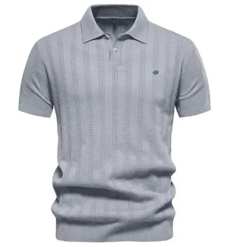 Ribbed Knit Polo Shirt for Men Douson Odeh