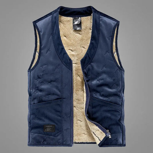 Men's Pure Color All-matching Warm Leisure Lamb Wool Vest Douson Odeh