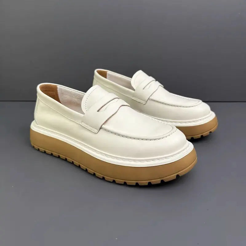 Leather One Pedal Lazy Casual Sneakers Douson Odeh