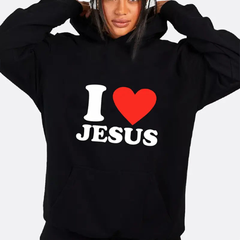 Women's I Love Jesus Hoodie — Casual Long Sleeve Sweatshirt