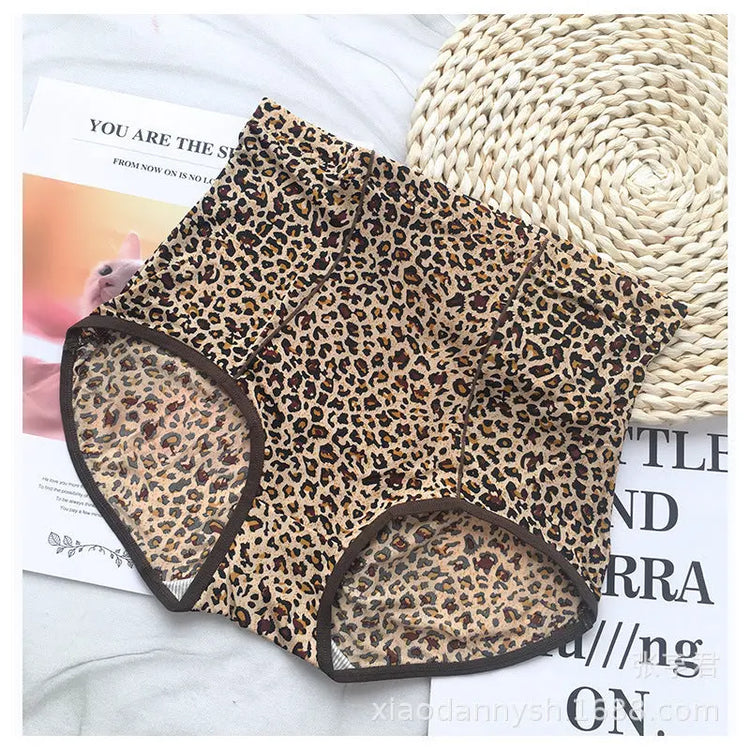 Belly Contracting Hip Lifting Sexy Seamless Leopard Print High Waist Soft Breathable Underwear For Women Douson Odeh