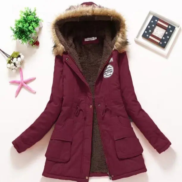 Hooded Winter Jacket Women Fashion Warm Coats Ladies Tops Douson Odeh