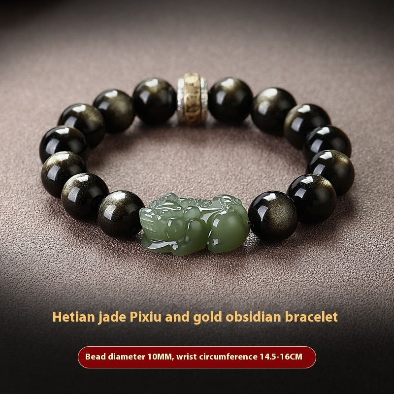 Natural Rainbow Eye Obsidian Bracelet