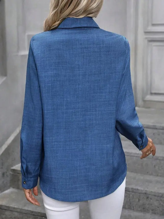 Women Casual Solid Color Long Sleeve Blouse Women Shirt,Long Sleeve Tops Douson Odeh