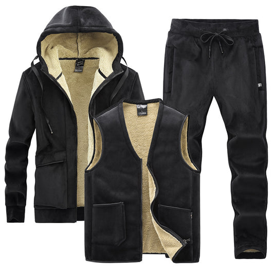 Middle-aged And Elderly Men's Fleece Thick Sports Suit