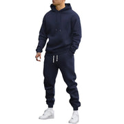 Men's Casual Sports Suit Solid Color Hoodie With Gridles Pants