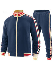 Men's Casual Sports Suit Color Matching Two-piece Set