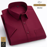 Fashion High Elastic Ice Silk Men's Short Sleeve Shirt