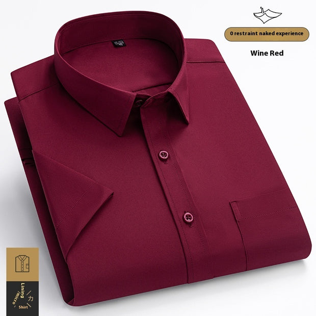 Fashion High Elastic Ice Silk Men's Short Sleeve Shirt