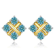 Korean Style S925 Pt950 Gold Plated Geometric Moissanite Stud Earrings