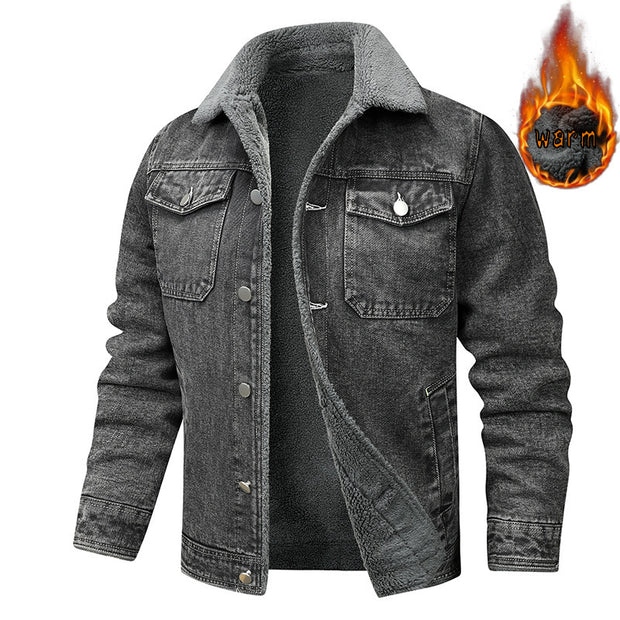 Denim Coat Fleece-lined Men Fashion Brands Jacket
