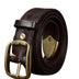 3.8CM Wide Thick Double-sided Cowhide Brass Buckle Belt