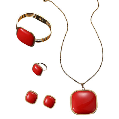 Women's Fashion Bracelet Earring Ring Necklace Suit
