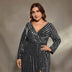 Long Striped V-neck Evening Gown New Design