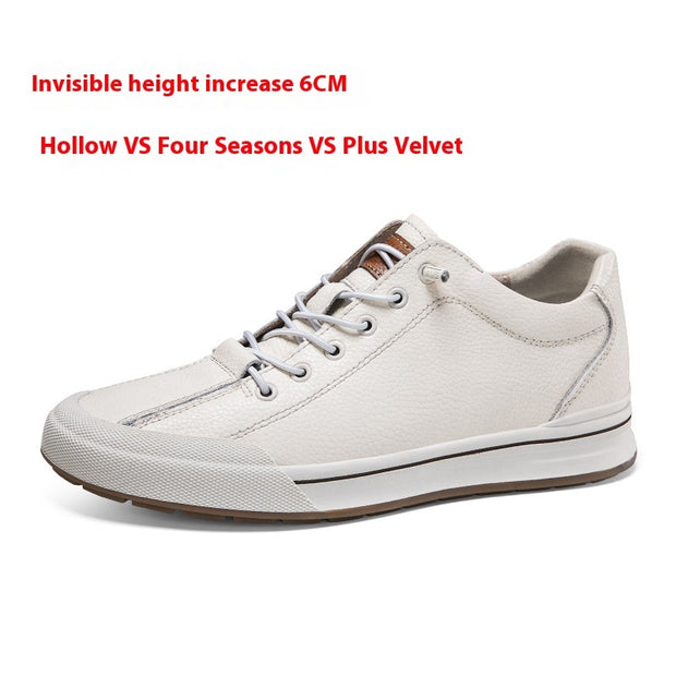 Increased 6CM Spring Men's Shoes Fashion White Shoes Breathable