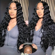 Glueless Wigs 70 Percent Human Hair Pre Plucked Pre Cut 200 Density Transparent HD Lace Frontal Wigs 4x4 Deep Wave Wigs