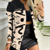 Long Sleeve Zipper Color Matching Printing Lapel Small Coat