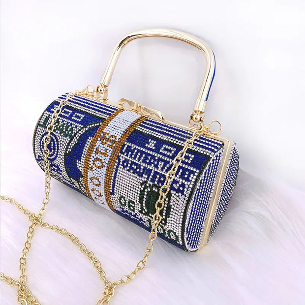 Luxury Crystal Dollar Design Evening Clutch Bags