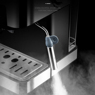 Stainless steel steam tube for fancy milk foam in all-in-one espresso machine with milk frother.