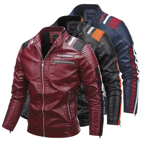 Motorcycle Leather Coat For Men Autumn And Winter New Men Douson Odeh