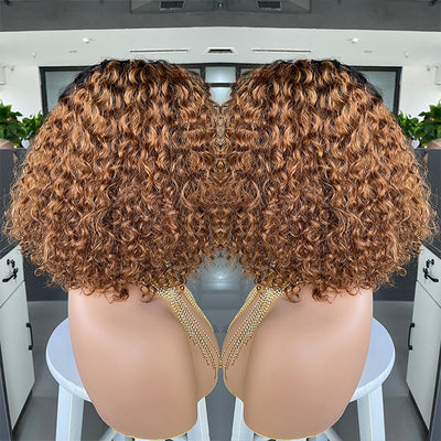 Cross-border E-commerce Exclusively For Ombre Curly Bobo1b30 Human Hair Lace Wig