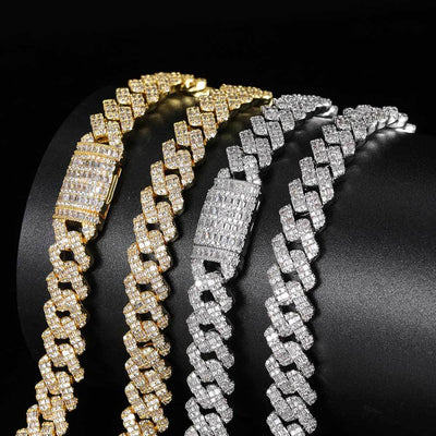 Hip Hop Square Circle Mixed Inlay 10mm Diamond Cuban Necklace