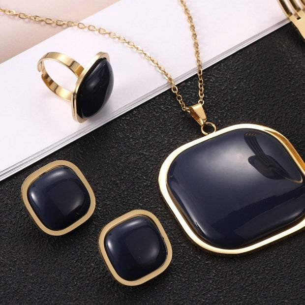 Women's Fashion Bracelet Earring Ring Necklace Suit