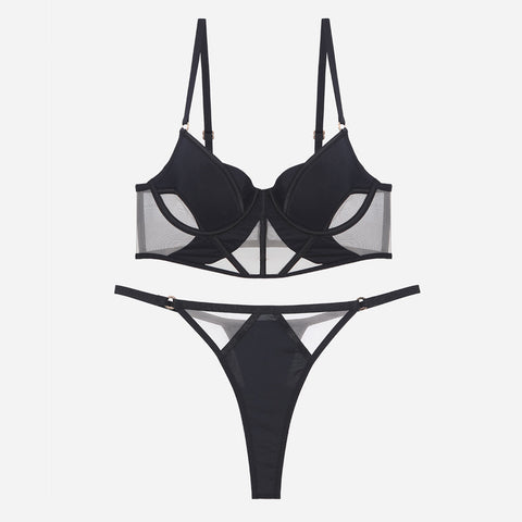 Glossy Mesh Hollow French Underwear Women