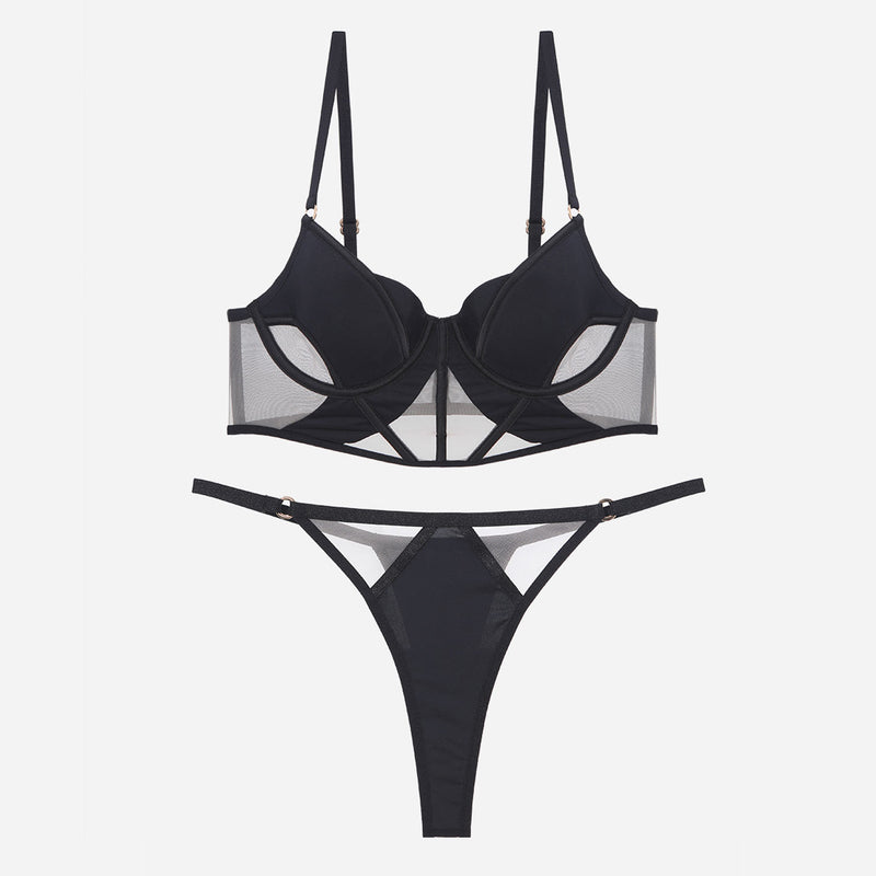 Glossy Mesh Hollow French Underwear Women