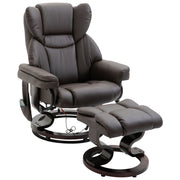 Massage Recliner Chair Brown With Ottoman 10-Point Vibrating Swivel For Bedroom & Living Room