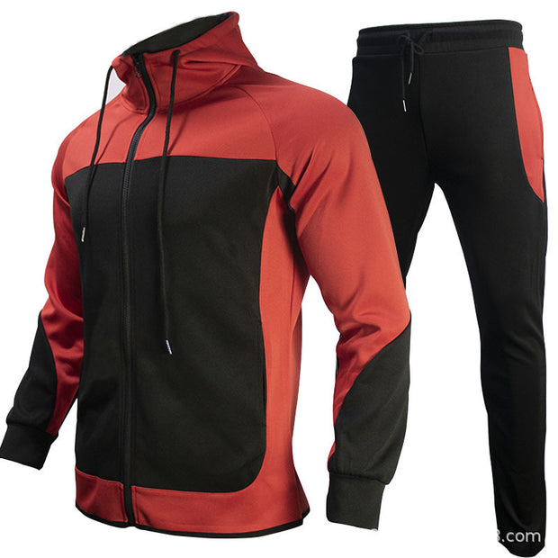Hooded Autumn Jacket Sports Casual Suit Men