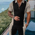 Men's Stripe Print Lapel Zipper Two-Piece Suit