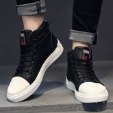 White Men Casual Tennis Comfortable Lace-up Leather Shoes