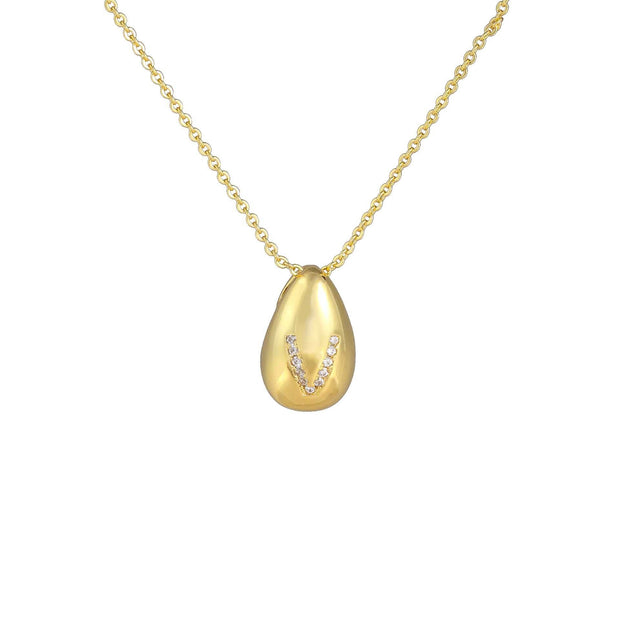 Glossy Water Drop 26 English Letter Pendant Copper-plated Gold Simple Pendant Female