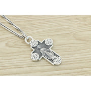 Sterling Silver Cherry Blossom Necklace Men's And Women's Vintage Cross Pendant