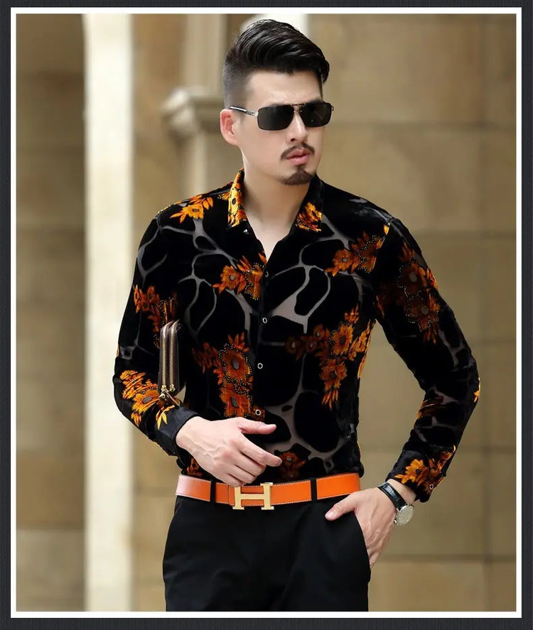 Long Sleeve Shirt Slim Fashion Men Douson Odeh