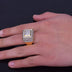Copper plated micro zircon square ring ring ring
