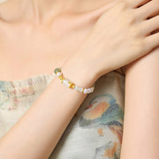 Hetian Jade Bamboo S925 Sterling Silver Niche Freshwater Pearl Bracelet