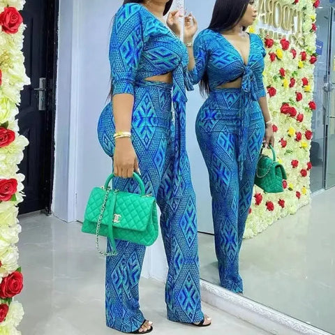 African Women Fashion Tops And Pants Set Douson Odeh