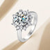S925 Sterling Silver Wedding Ring Luxury Light Luxury Flower Ring High Carbon Rhinestone Ring