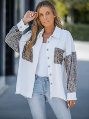 Women'S Long Sleeved Denim Jacket With Sequin Patchwork