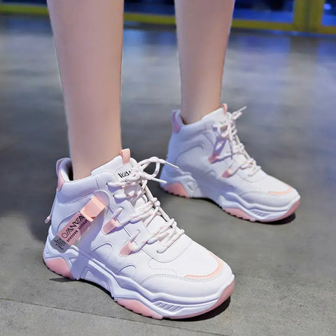 High-top sneakers, white shoes, women Douson Odeh